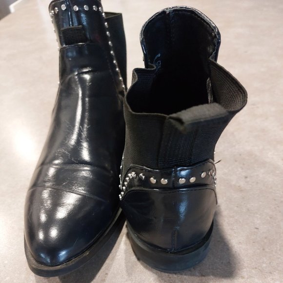 ZARA Women's Flat Ankle Boots w/Silver Studs and Elastic - Black - Size 8.5 - Picture 5 of 9